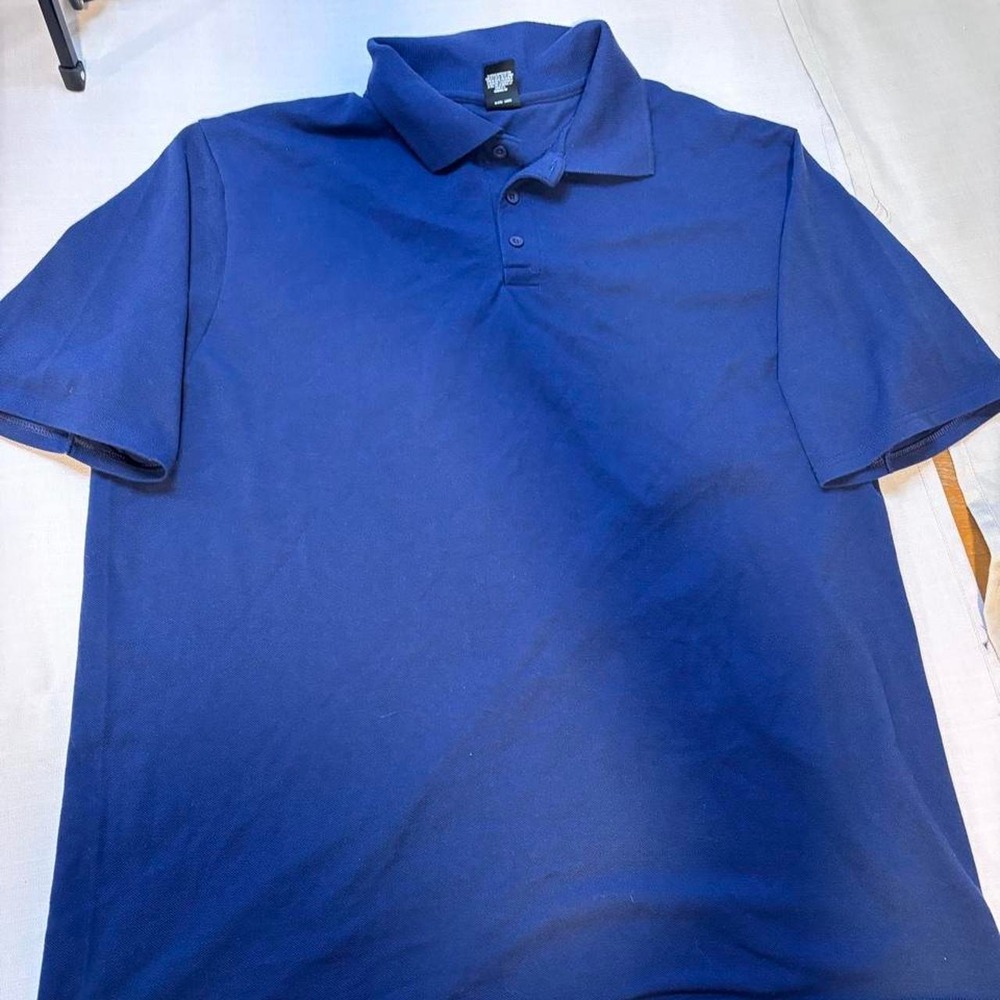 Hanes X-Temp Navy Blue Short Sleeve Polo Shirt Mens 2XL Pique Moisture Wicking - Picture 2 of 7